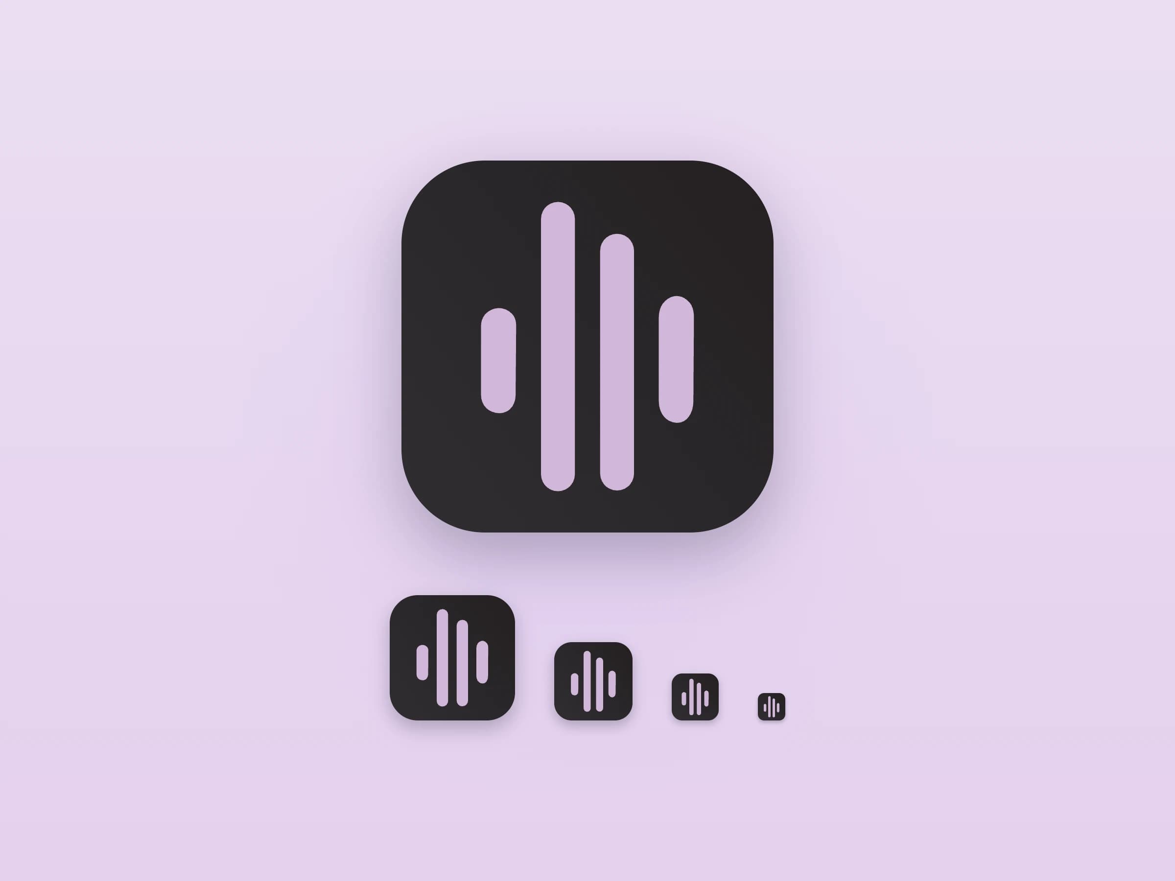 Het app-icoon van TypTalk, groot en in vier kleinere maten